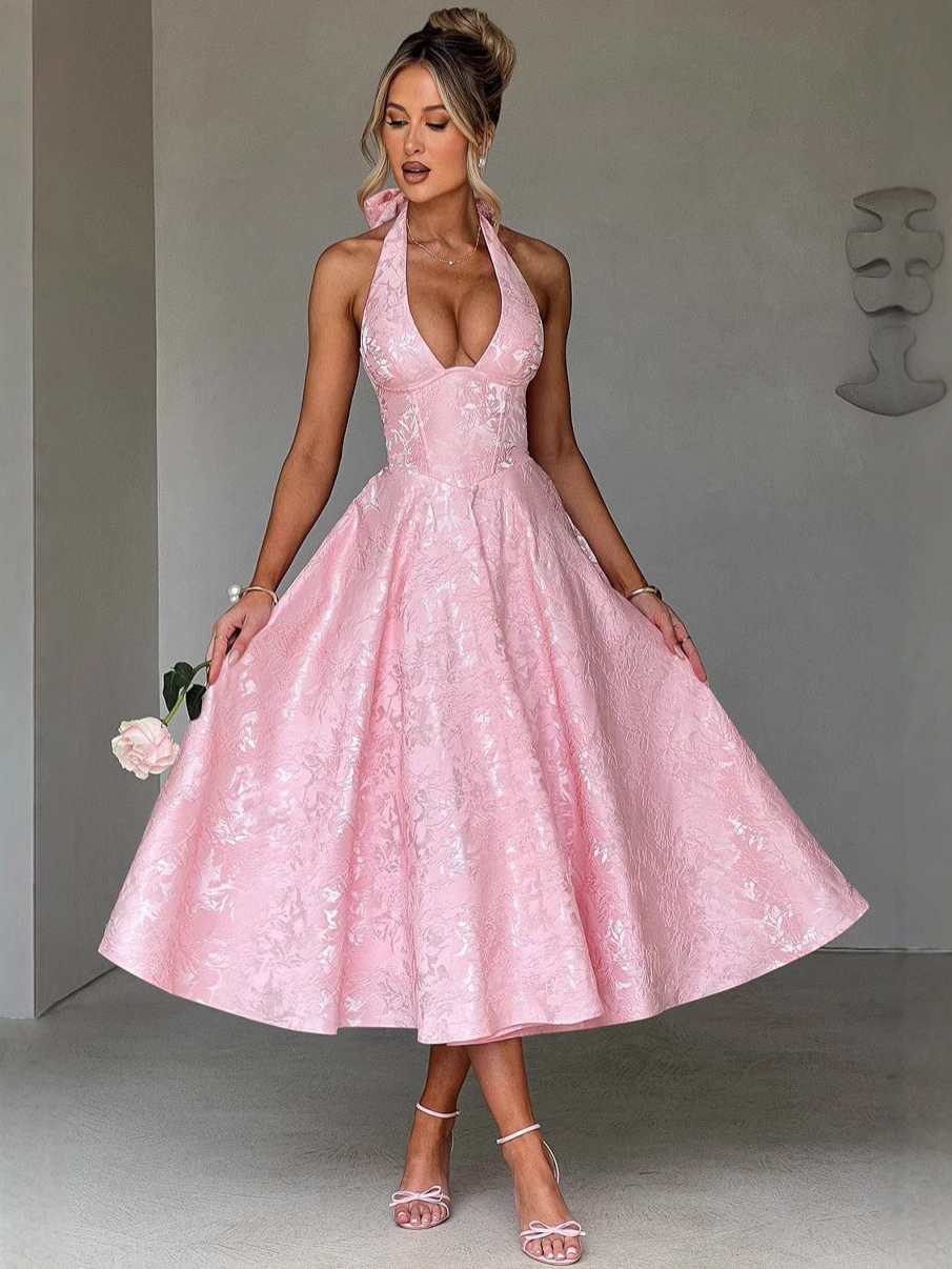 Elegant V-neck Backless Evening Dress For Summer Occasions_voghion.com