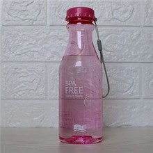 透明磨砂汽水瓶塑料杯便携不易摔破密封吊带奶茶杯水杯定 制LOGO