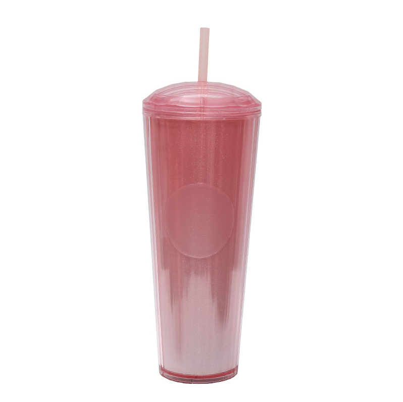 Suministro directo de fábrica nueva taza de bebida directa taza de agua spot taza de paja taza de plástico creativo femenino de verano taza de bebida fría portátil