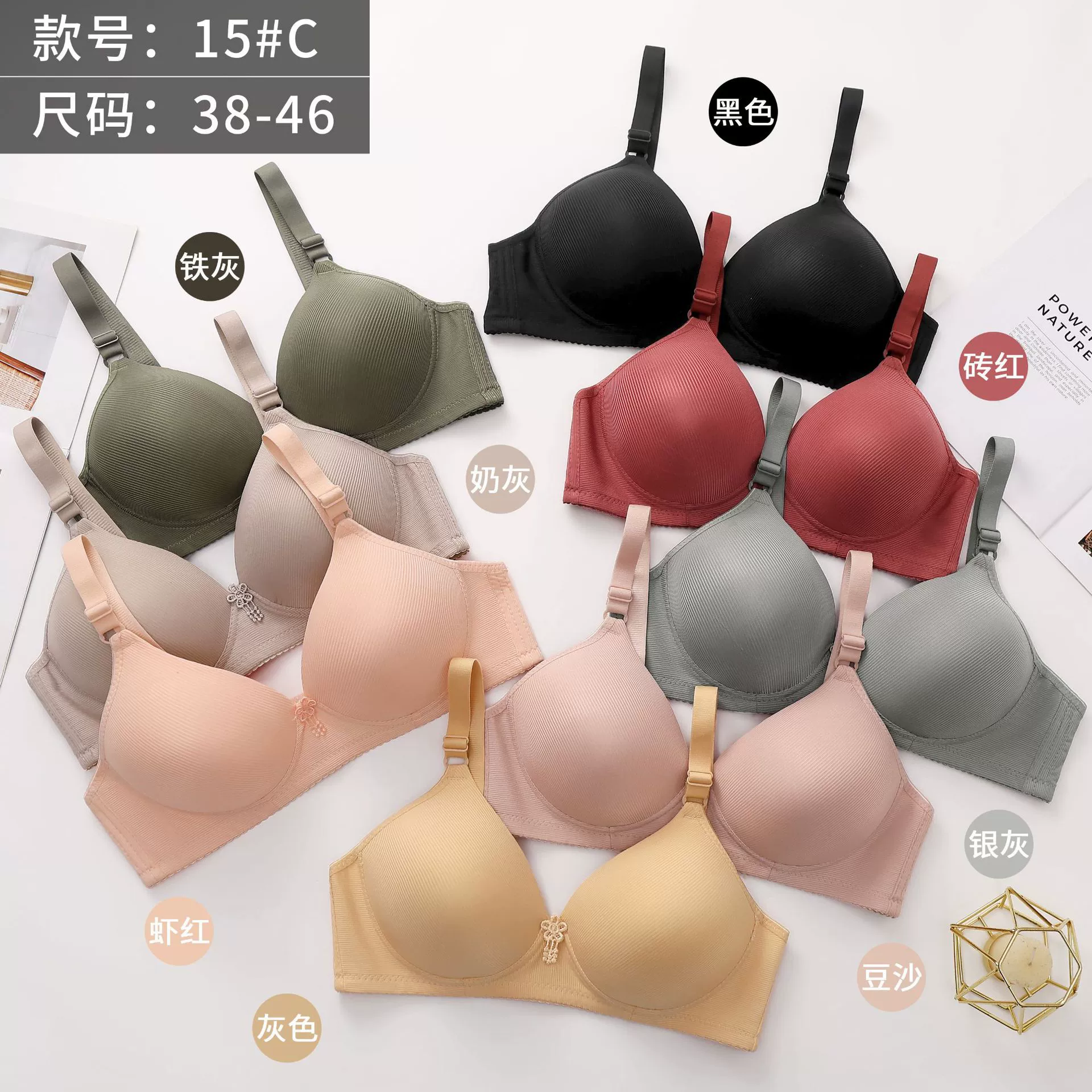 Breathable comfortable underwear, thin supporting wireless bra, bra top, plus size, for middle age