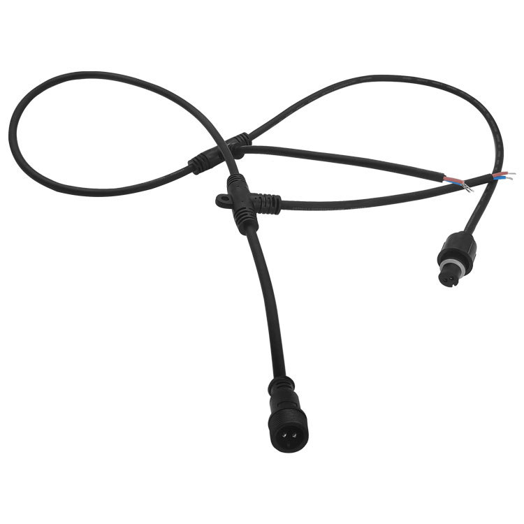 厂家直供M12 LED公母三通线太阳能路灯对插线T型防水连接器连接线