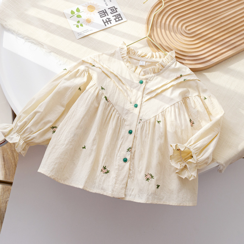 Sweetheart Daddy Girls' Spring and Autumn Stylish Lace Shirt 2026 Baby Girl Fresh Shirt Girls' Spring Top