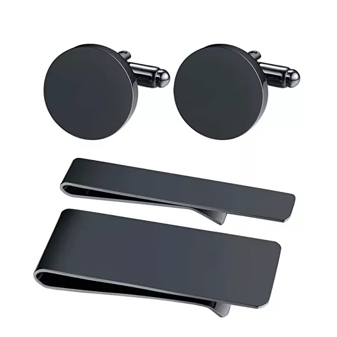 Amazon Explosions European and American Export Stainless Steel Tie Clip Wallet Cufflink Set Boys Jewelry