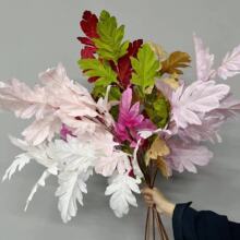 仿真橡树叶婚庆婚礼堂吊顶打底插花多用假叶插花花排锯齿叶大叶材