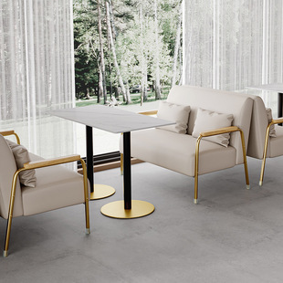 Coffee Shop Table and Chair Leisure Reception Negotiation Simple Commercial Double Dining Leather Light Luxury Card Seat Milk Tea Shop Sofa