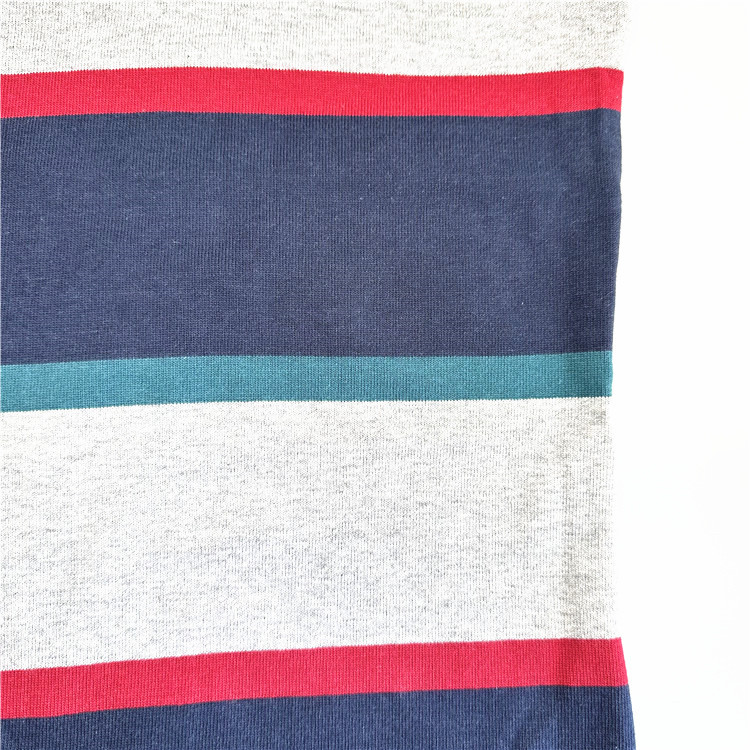 供应100%C加厚针织面料粗针不规则大循环色织彩条汗布秋冬卫衣裤