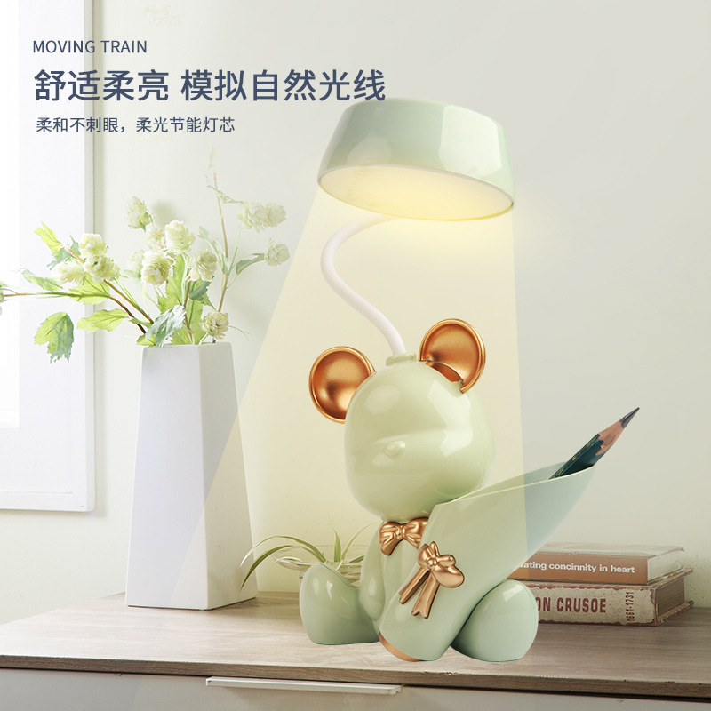 Lámpara de Escritorio con Portalápices de PVC, Recargable, Luz Cálida, para Dormitorio y Estudio image 6