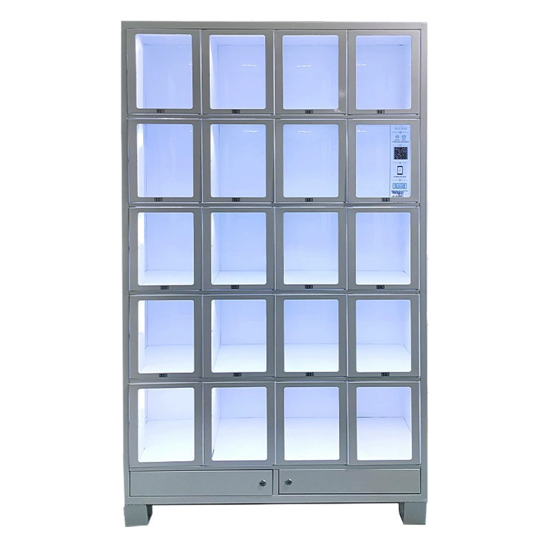 Торговый автомат Hualang с самообслуживанием, сканированием кода, 20 отделений, многофункциональный, с прозрачным сетчатым шкафом, прямые продажи от производителя