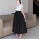 Cross-Border Fashion Versatile Pleated Lining High-Waisted Slimming Mid-Length Slimming Tiered Long Skirt for Women