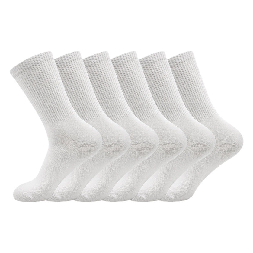 Amazon cross-border hombres y mujeres calcetines del mismo estilo casual largos elásticos calcetines de algodón de color sólido calcetines de tubo blanco de algodón peinado de verano