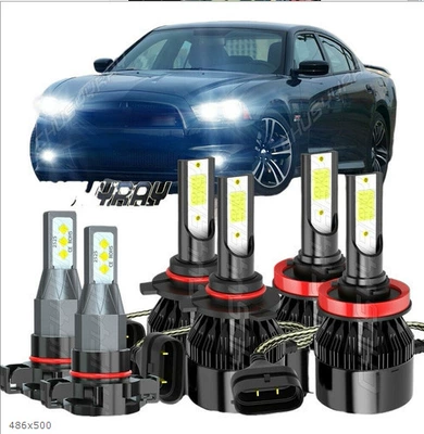 Headlight Set, Front Headlights, Ön faralar - black-c6-9005-2-pieces-h11-2-pieces-particle-fog-lamp-5202-2-pieces