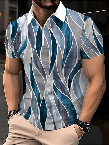 Eurasian cross-border Instagram 2025 summer Amazon POLO shirts for men with printed stripes and football shirts short sleeves T