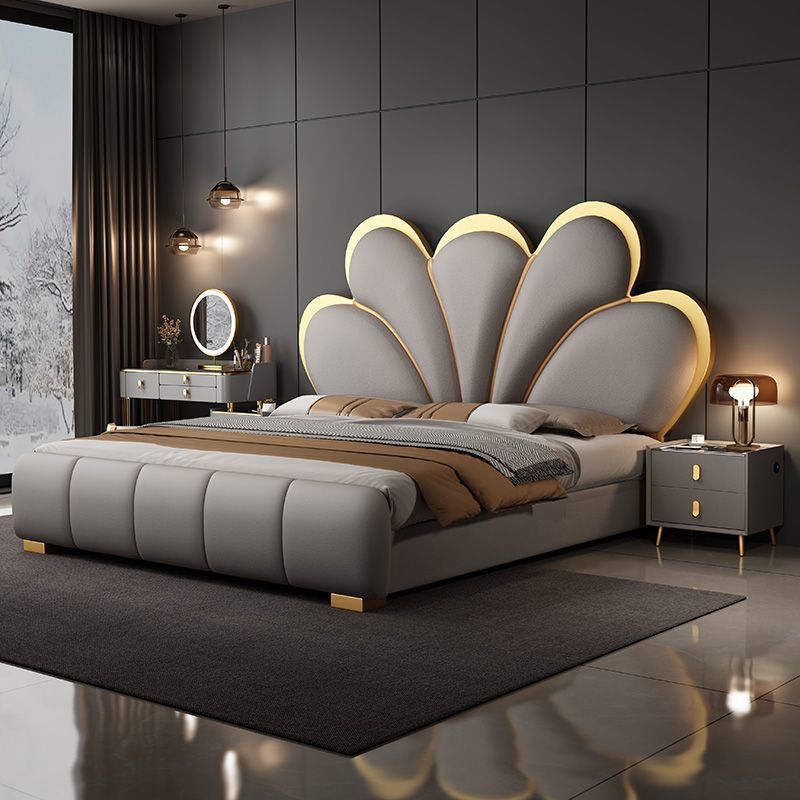 Modern Minimalist Storage Bed Master Bedroom Italian Light Luxury Bed Genuine Leather Bed Soft Cowhide Wedding Bed 1.8m Bed