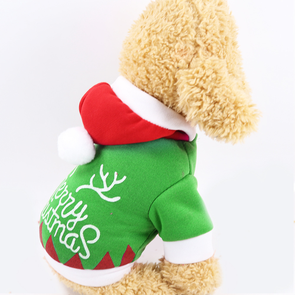 Navidad ropa perro gato mascotas suministros otoño e invierno nuevo número verde ropa de vacaciones medio perro ropa de dos patas
