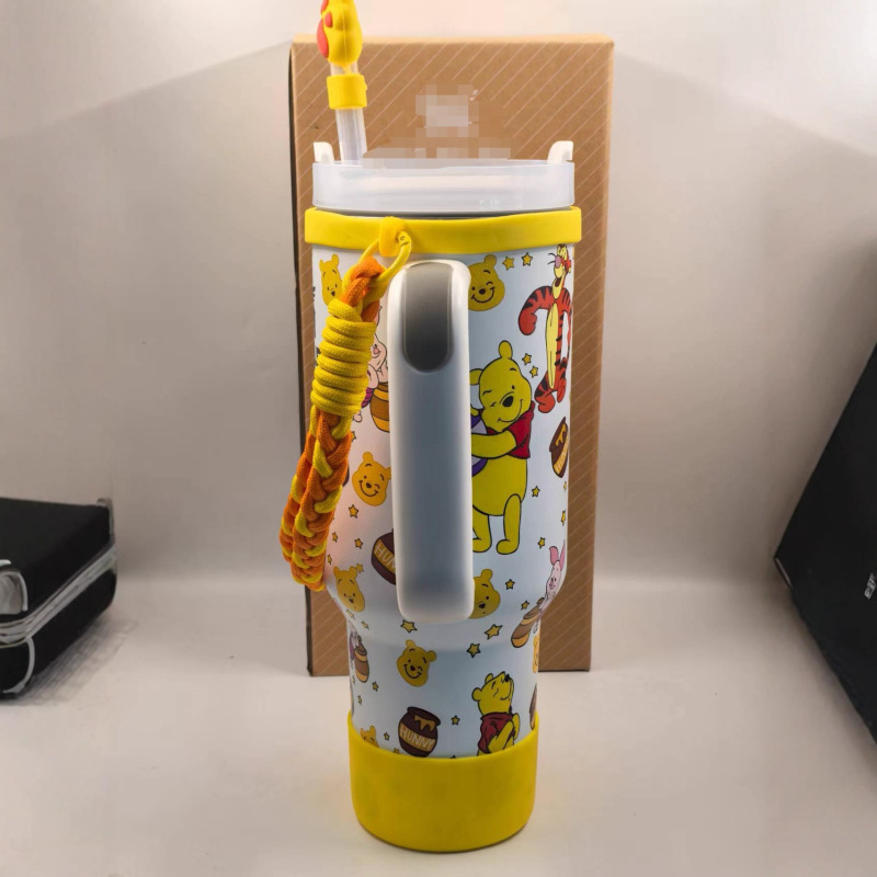 新款小熊维尼史丹利保温杯可爱卡通手提汽车杯便携车载手柄冰霸杯|undefined