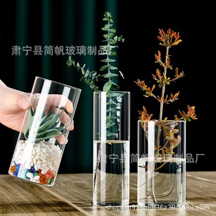 Высокая боросиличность стеклянная ваза гидропонная растительная ваза цветочная бутылка цветение цветочные цветы и прямая трубка круглый стекло гидрофильный ваза