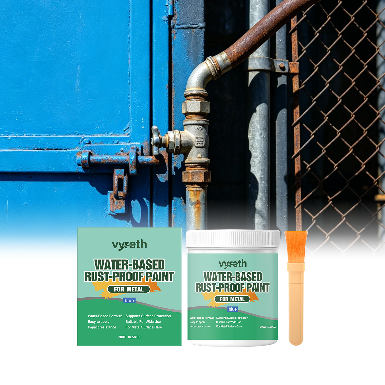 Vyreth Water-Based Anti-Rust Metal Paint, Metal Primer, Rust Stain Renovation, Color-Fixing Application, Durable and Wear-Resistant Anti-Rust Paint