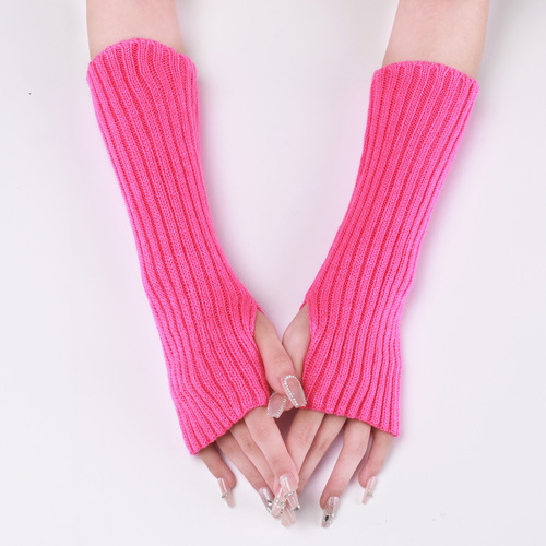 30 long striped gloves new cross-border autumn and winter woolen sleeves for men and women mid-length knitted warm fingerless fake sleeves