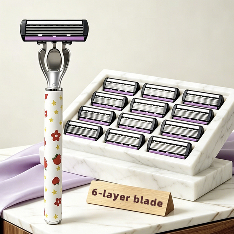 6-Layer Blade Manual Razor with Non-Slip Handle, Suitable for Both Men and Women, Manual Shaving Razor with Replaceable Blade Head Combination 6-Layer Blade Manual Razor with Non-Slip Handle, Suitable for Both Men and Women, Manual Shaving Razor with Replaceable Blade Head Combination