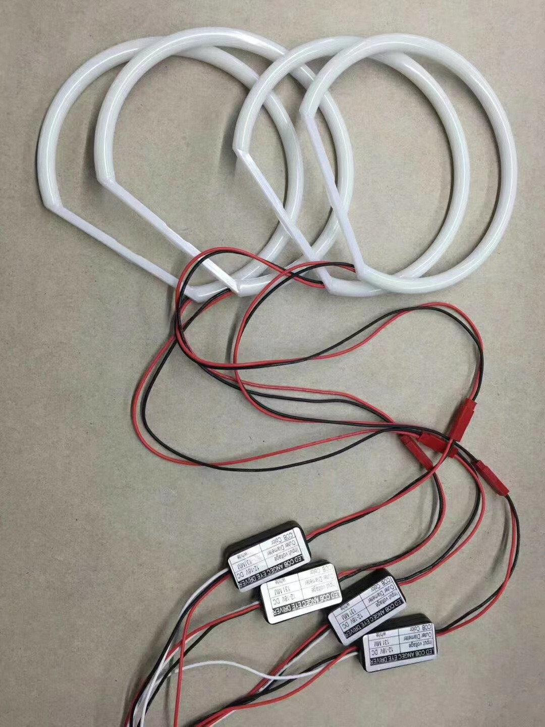 Car modification COB cotton light Angel eye aperture 131mm146mm half circle day running light two-color RGB aperture