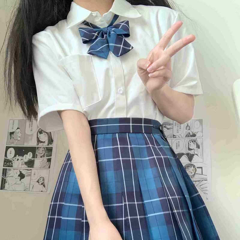 日系学院风基础款TR面料jk衬衫奶白色夏季女长袖短袖衬衣百搭校供|undefined