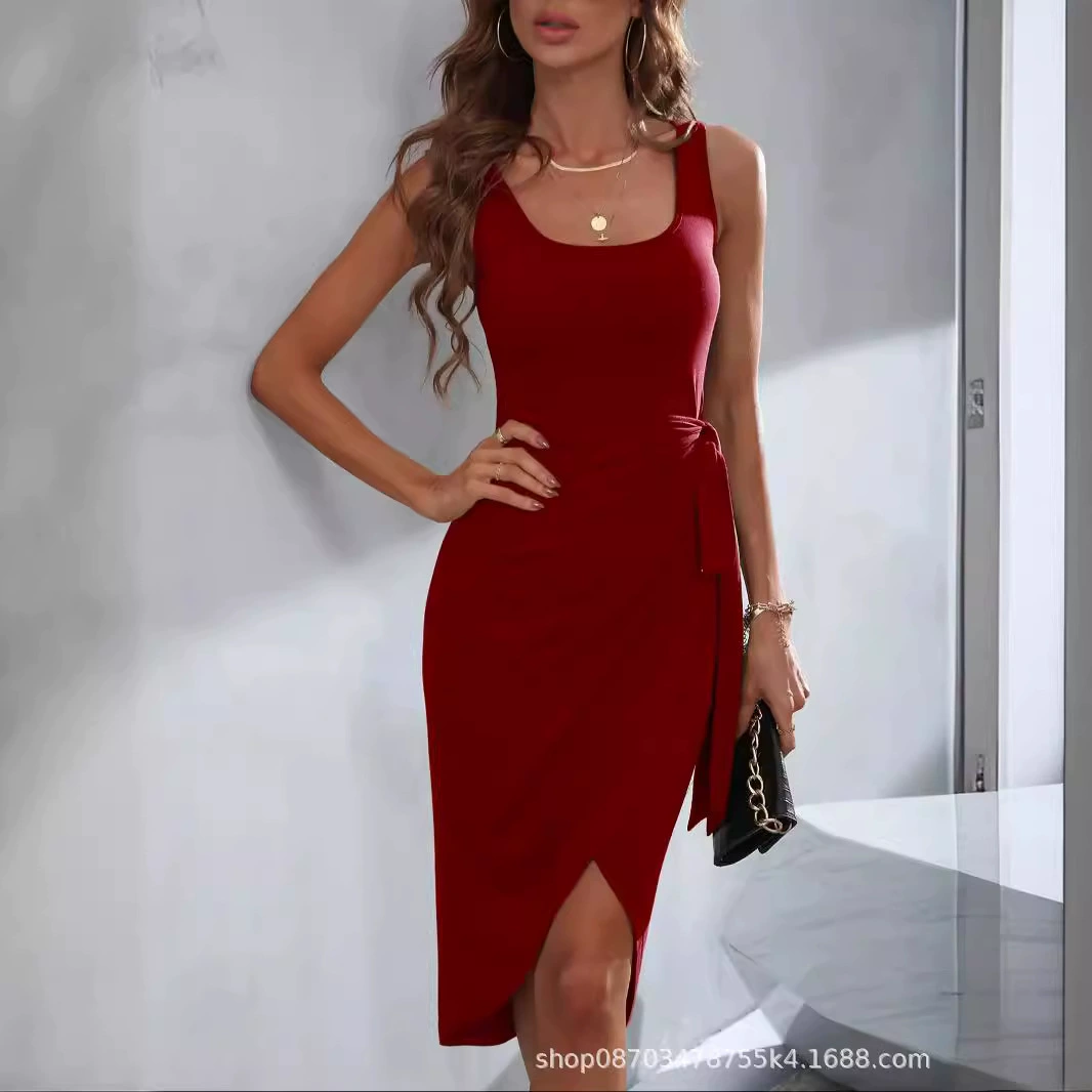 Платье без рукавов с квадратным вырезом в стиле Amazon, Европа и США