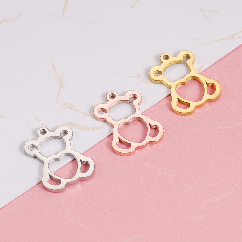 1 Piece Stainless Steel 18K Gold Plated Bear Heart Shape Pendant display picture 3