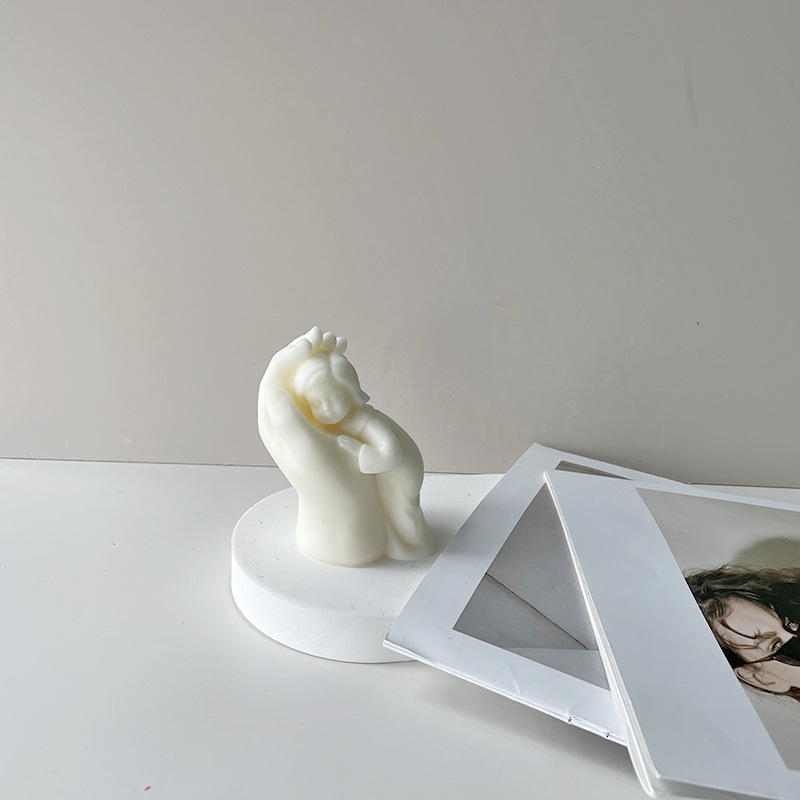 Nueva mano de la madre aromaterapia vela silicona molde madre mano tocando niña yeso vela molde