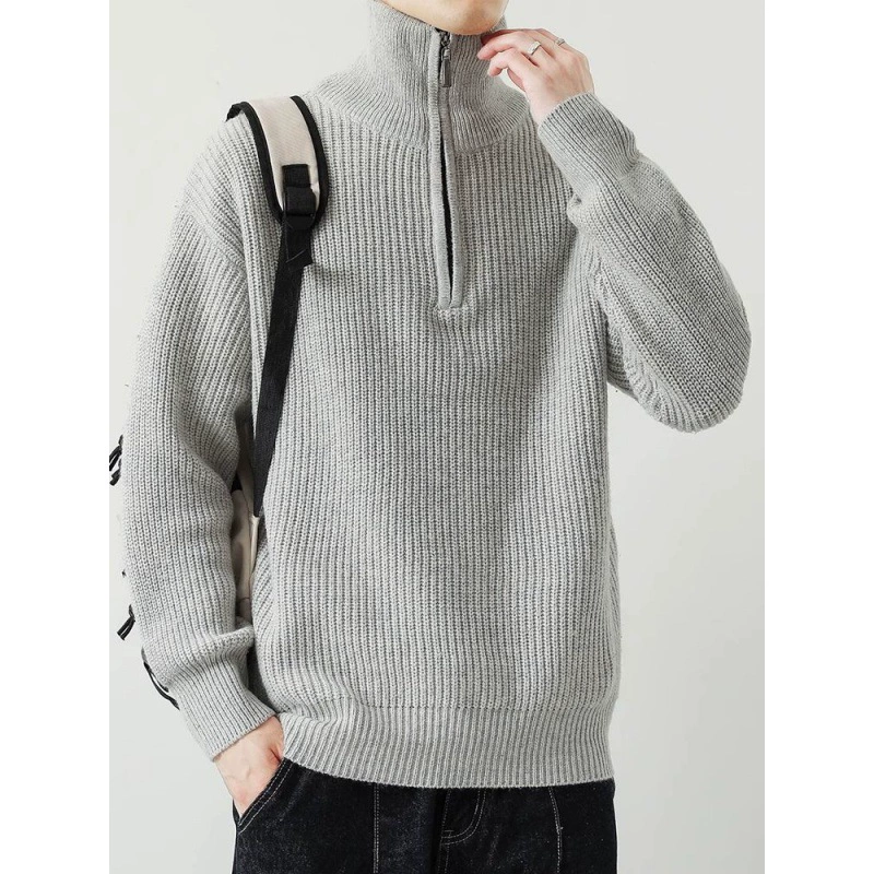 Демисезонный knitted свитер с молнией, теплая шерстяная куртка с молнией, стиль высокого качества