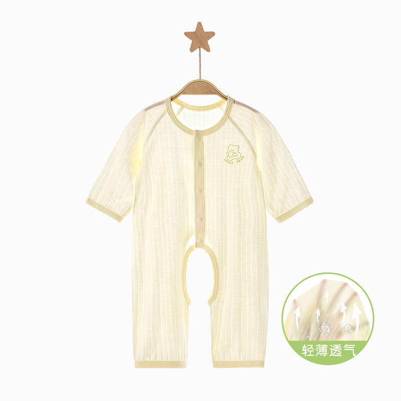 Ropa de bebé de una pieza, ropa de verano para recién nacidos, niños y niñas, pijamas delgados de manga larga con aire acondicionado, ropa de verano para bebés