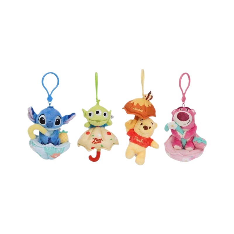Authentic Disney Strawberry Bear Doll Stitch Doll Stuffed Toy Mickey Pendant Backpack Pendant Keychain