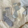 ins撞色多层波点堆堆袜