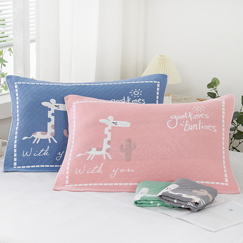 Pillowcase 100% Cotton Three-layer Gauze Adult and Children Full Cotton Household Couple Thick Sweat-absorbent Pillowcase Manufacturer Wholesale