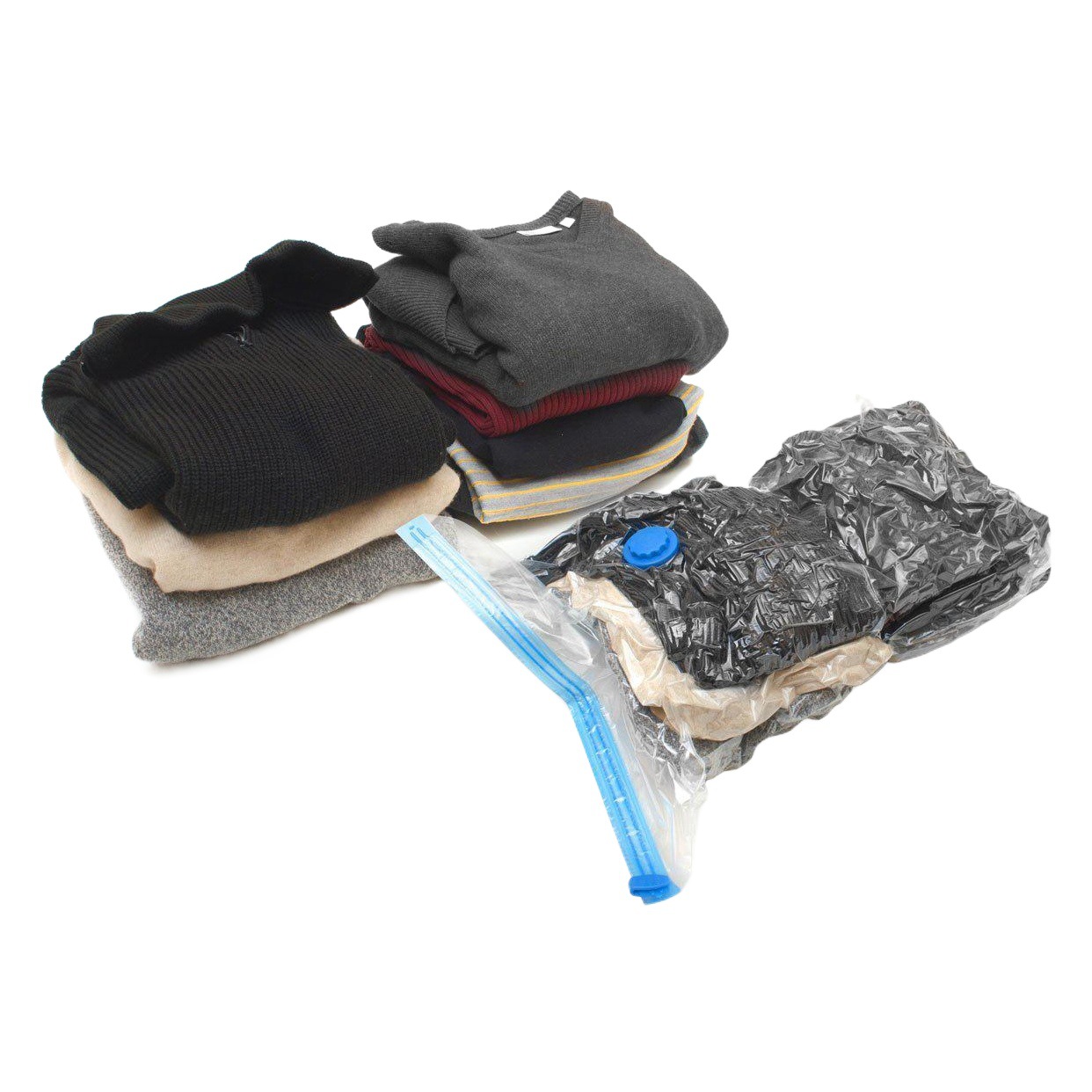 En stock bolsa de compresión de vacío transparente gruesa bolsa de ropa edredón de embalaje y acabado de impresión al por mayor bolsa de almacenamiento de compresión