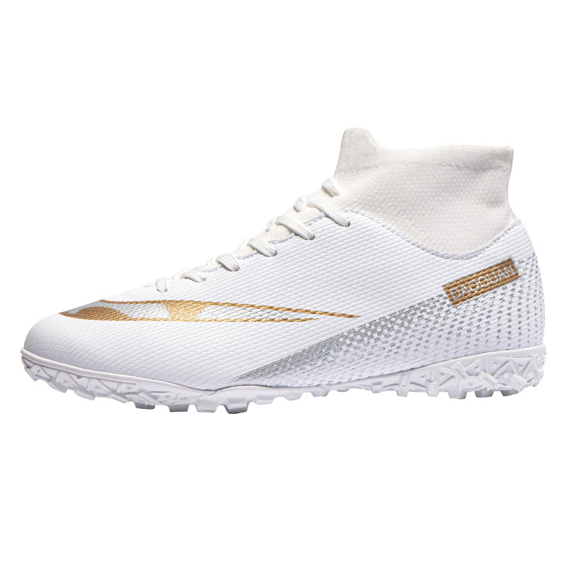 Cross-border football shoes high-top broken nails artificial lawn leather feet men's and women's nail competition student training shoes a generation of hair