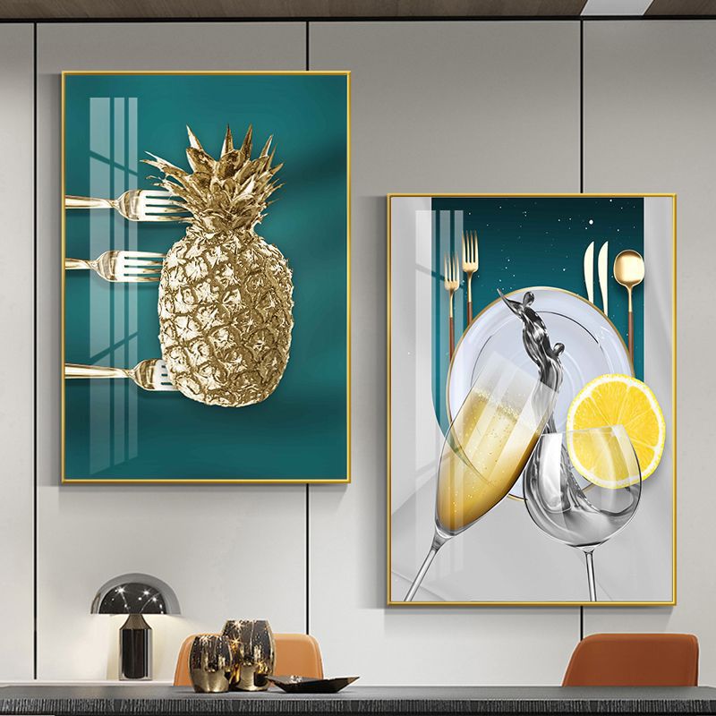 Pintura decorativa de comedor simple mesa de comedor cuelga pinturas de porcelana de cristal de fondo pinturas murales sin perforación