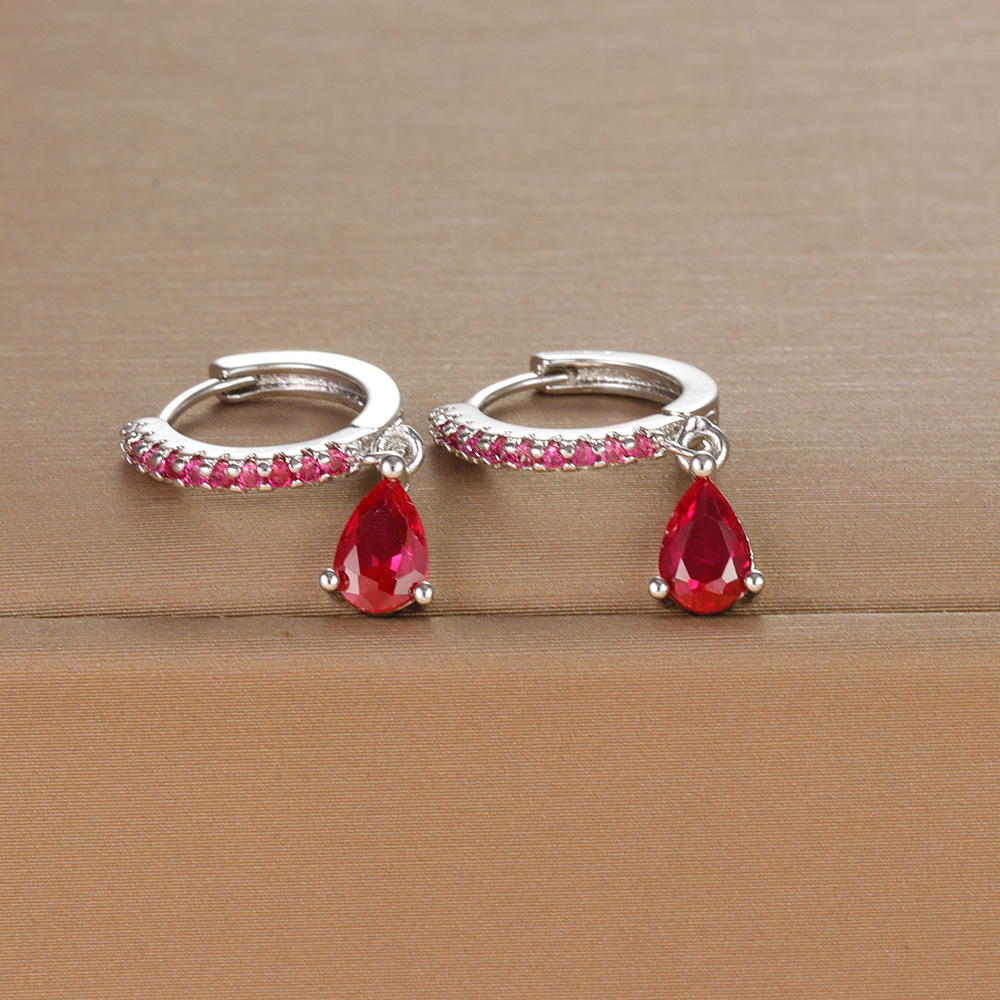 8g Weight 925 Sterling Silver Ear Needle Material Zircon Inlay Material Drop Earrings Classification 1 Pair Quantity Daily, Street Occasion Copper Material Water Droplets Pattern Women's Gender Plating, Inlay Design IG Style, Shiny Style 1 Pair IG Style Shiny Water Droplets Plating Inlay Copper Zircon Drop Earrings 9
