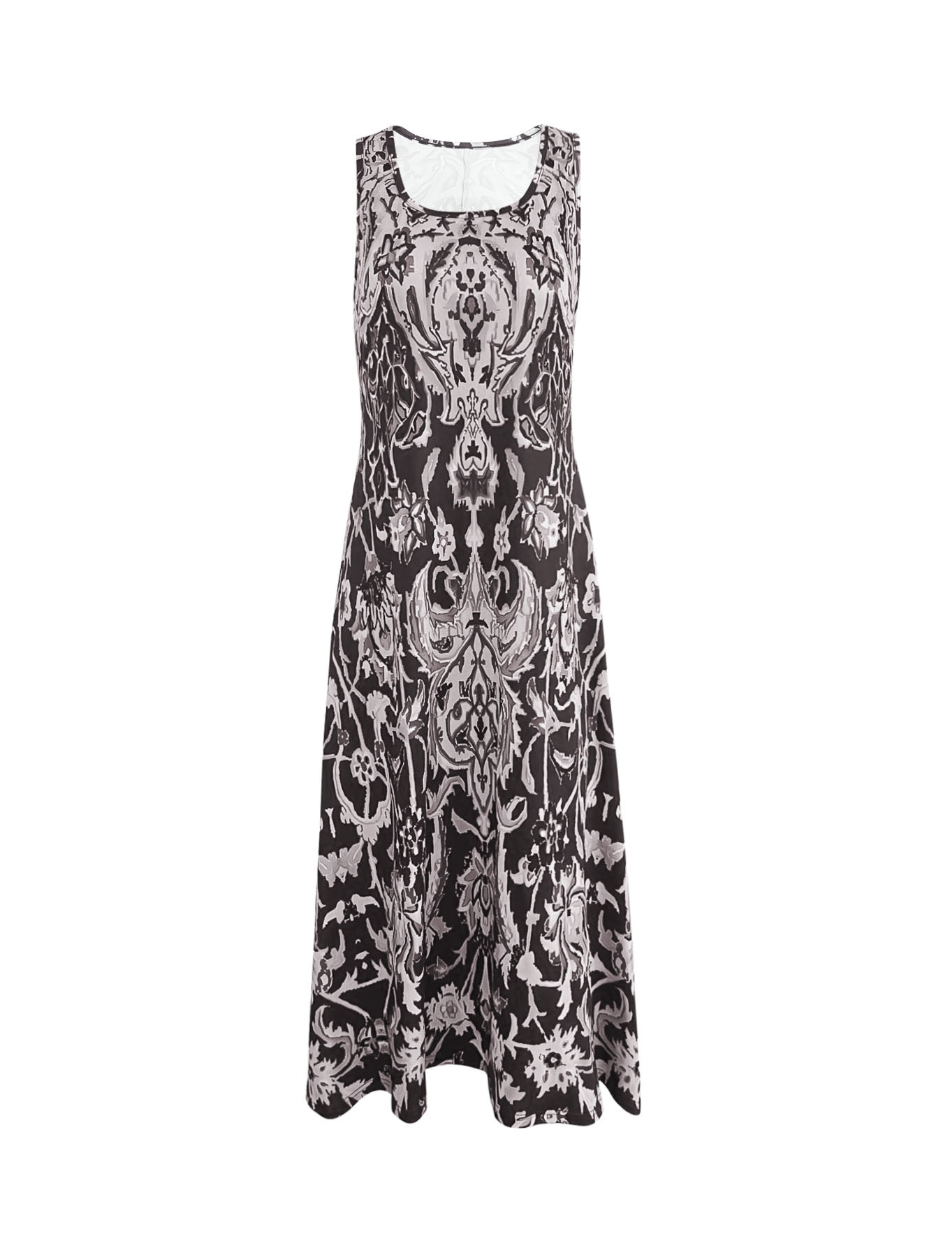 2025 Cross-Border Foreign Trade Bohemian Printed For Women, Summer Fashionable Elegant Round Neck Sleeveless Long Dress_ecoleips.com