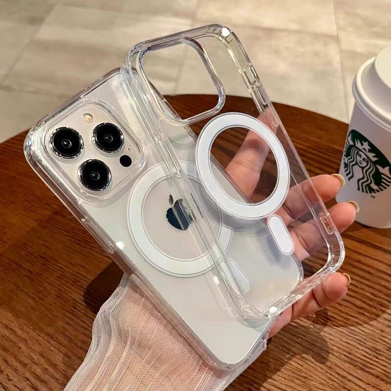 Magsafe Official Acrylic Transparent Magnetic Suction Suitable for Iphone17 Mobile Phone Case Simple Apple 16Pro Hard Case