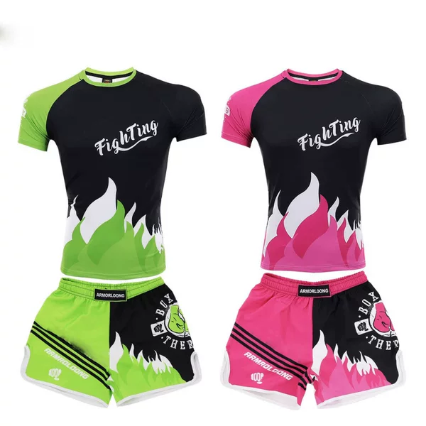 Men's Boxing and Martial Arts Training Clothing, Muay Thai Fighting and Sanda Fighting Boxing Clothing, Sports Short-Sleeved Suit