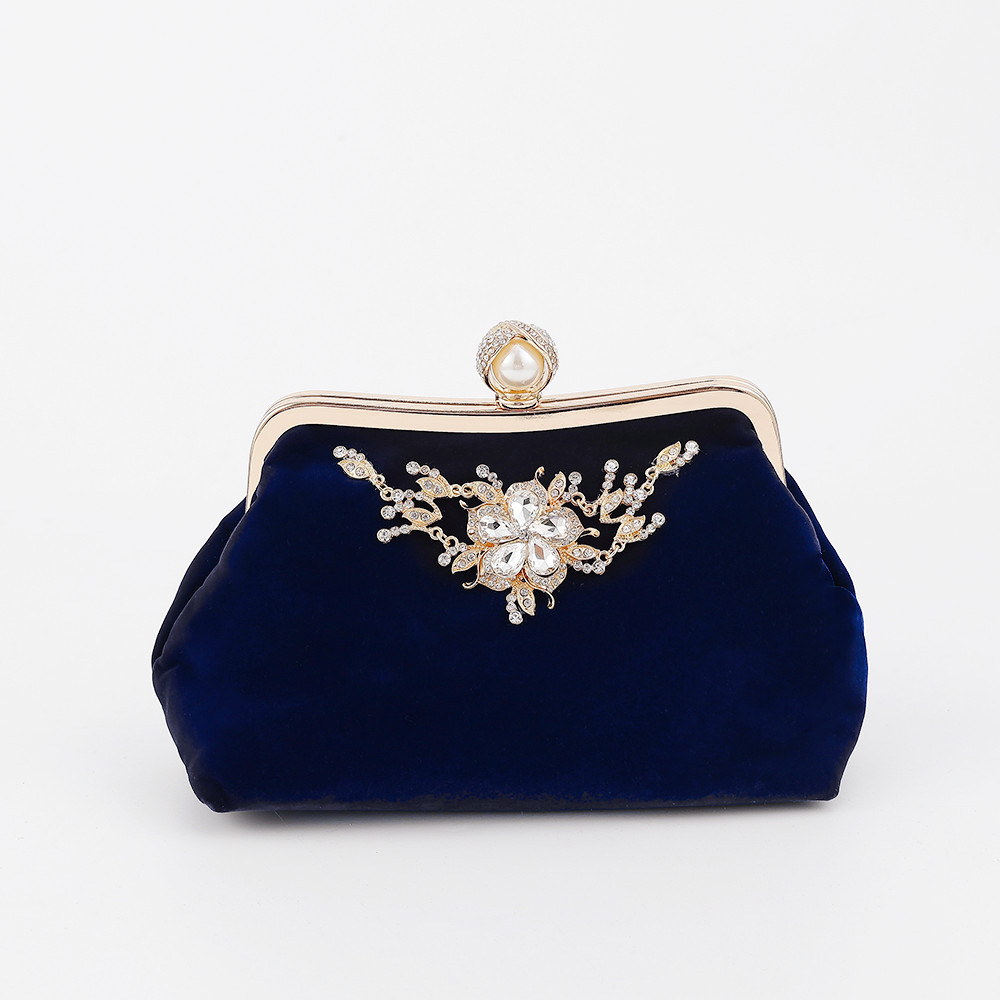 All Seasons Season Women's Gender New Retro Pearl Cat Eye Decorated Rhinestone Velvet Banquet Bag Hanfu Cheongsam Bag Clutch Shoulder Crossbody Chain Bag