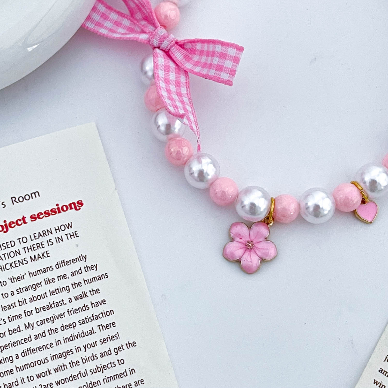 핑크 체크 무늬 작은 향기로운 액세서리