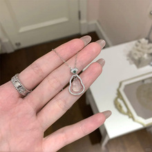 蒂奇新中式满钻白玉髓葫芦项链女S925银时尚高级感如意葫芦锁骨链