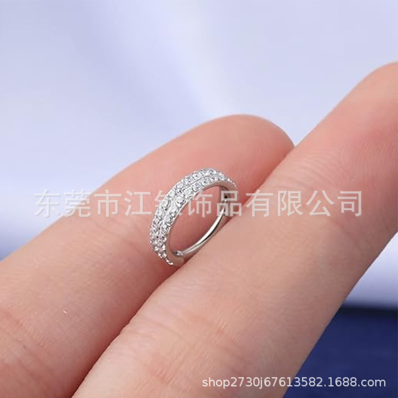 G23 Titanium Nose Ring Double Inlaid Zircon Implant Grade Piercing Closed Earrings F136 detail image 8