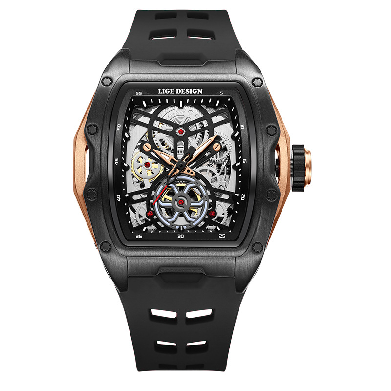 Lige/Cross-Border New Hollowed-Out Barrel-Shaped Non-Automatic Mechanical Watch With Unique Large Dial For Men_voghion.com