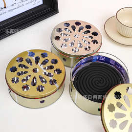 手提带盖蚊香盘家用蚊香托盘支架接灰盒加厚加深安全防风驱蚊盘子