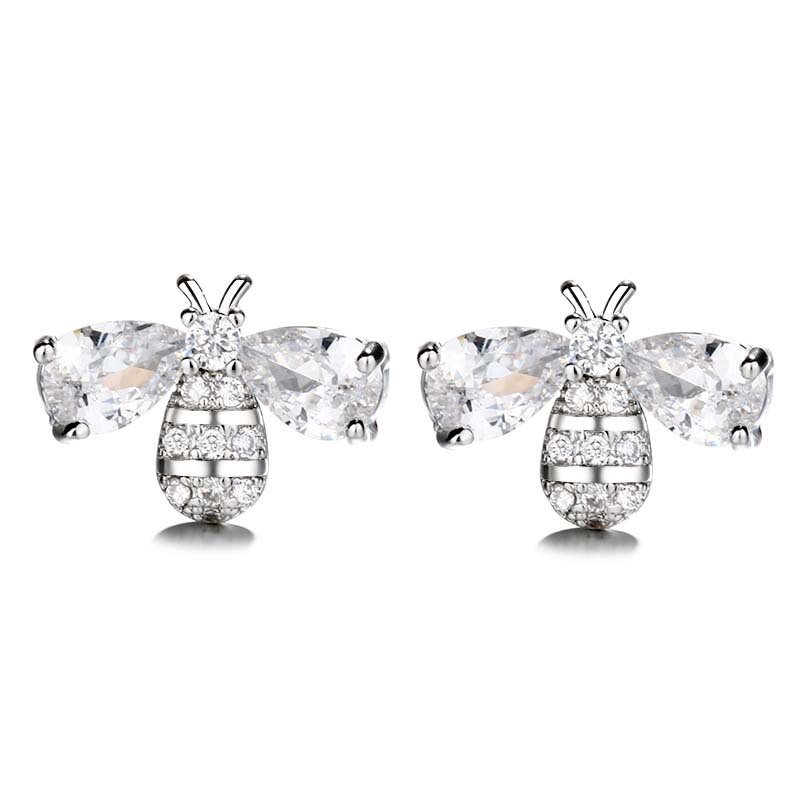 Bee Pattern 1 Pair Elegant Classic Style Bee Plating Copper Zircon Ear Studs