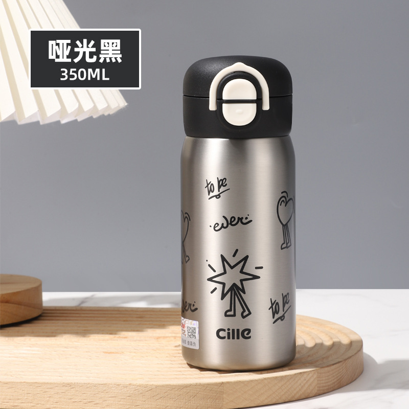 希乐保温杯学生带吸管女高颜值316双饮杯便携迷你保温杯口袋杯|undefined
