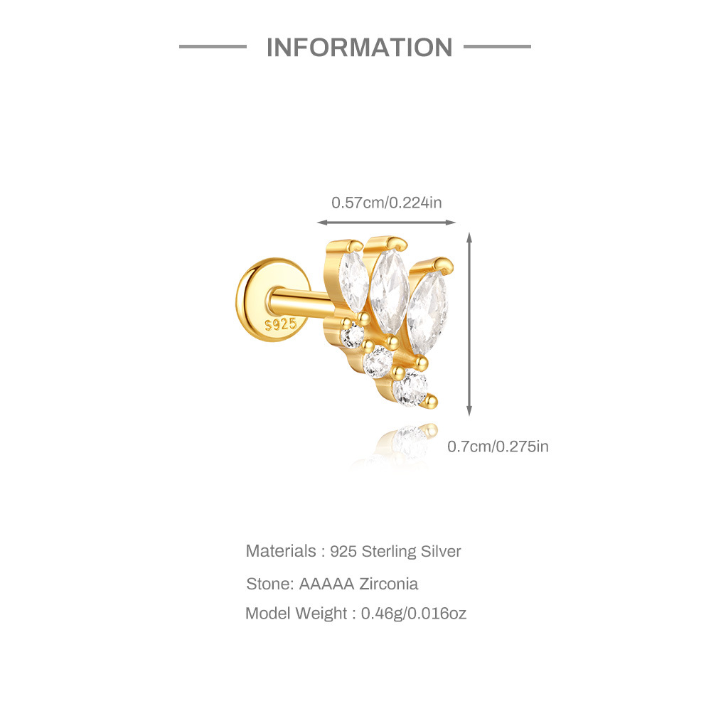 2g Weight Zircon Inlay Material Ear Studs Classification Ear Cartilage Rings & Studs Piercing Type 1 Piece Quantity Daily Occasion 925 Sterling Silver Material Geometric Pattern All Seasons Season Unisex Gender Simple Style Style 1 Piece Ear Cartilage Rings & Studs Simple Style Geometric 925 Sterling Silver Zircon Ear Cartilage Rings & Studs 5