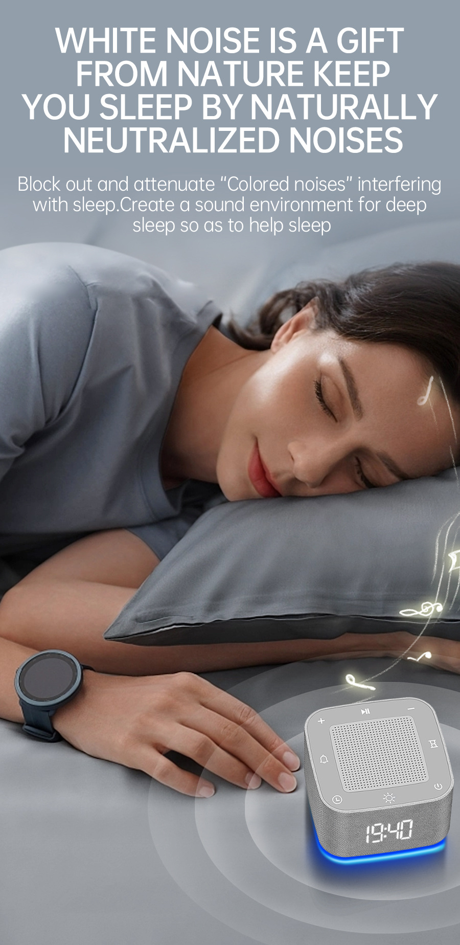 White Whisper Noise Sleep Sound Machine Bluetooth Speaker White Noise Aids Sleep_voghion.com